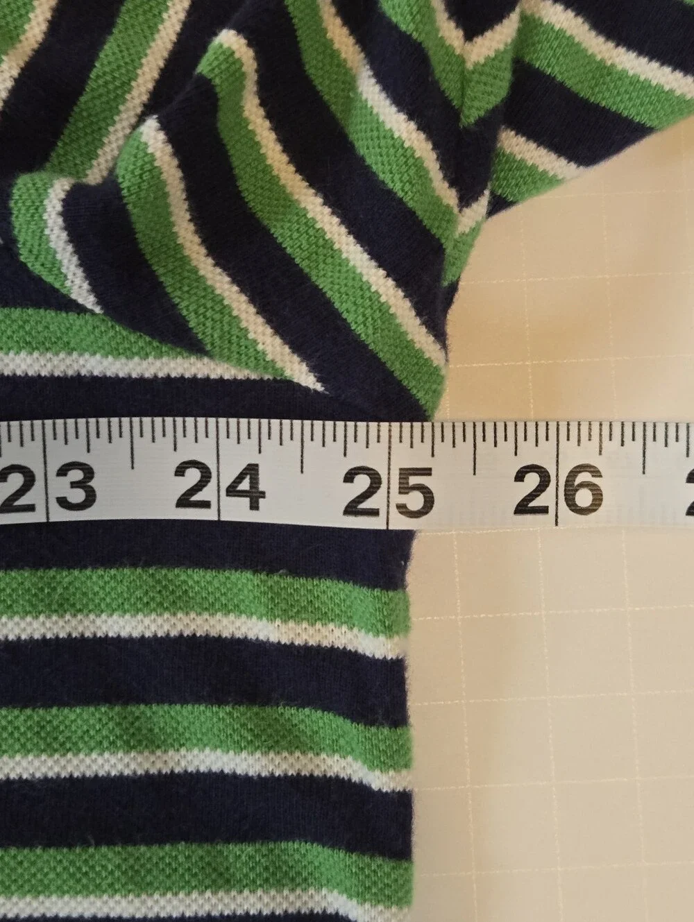 Vintage Polo Green & Navy w/ Orange Logo Striped Men's XL Polo Shirt